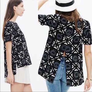 NWT Madewell Industry button back Batik Grid top